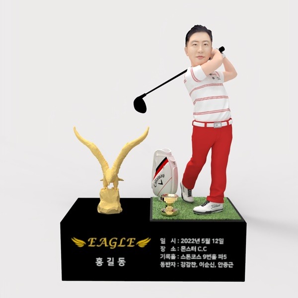 3D피규어 남자 골프피규어 피니쉬 이글트로피 금색독수리 날개형 기념패 몬스터3D