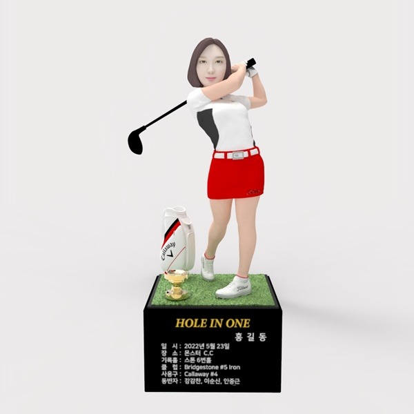3D피규어 여성 골프피규어 스텐딩자세 홀인원 이글 싱글 트로피 기념패 몬스터3D TM-1919