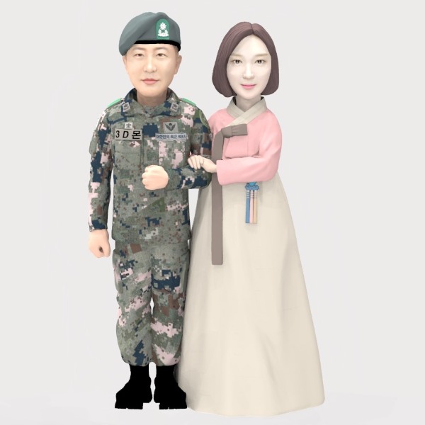 3D 군인피규어 전투복 한복 커플