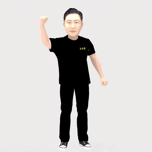 3D피규어감사패 남성 반팔 라운드 티셔츠 화이팅